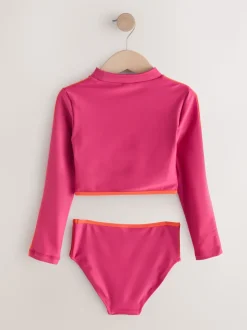 Slogan rouge/orange - Bikini à manches longues (3-16ans)