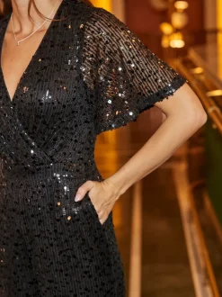 Sosandar Sequin Combinaison de manches d'ange