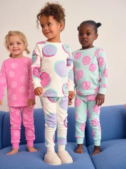 Sourire rose/vert - Lot de 3 pyjamas Snuggle (9mois-12ans)