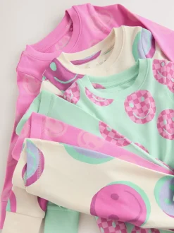 Sourire rose/vert - Lot de 3 pyjamas Snuggle (9mois-12ans)