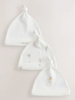 Souris écru à fées - Lot de 3 bonnets bébé noués (0mois-2ans)