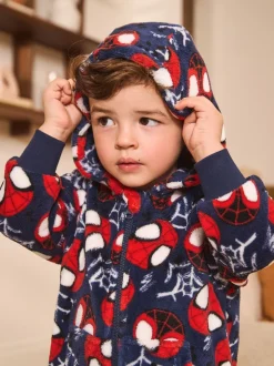Spiderman bleu marine/rouge - Tout-en-un sous licence en polaire (9mois à10ans)