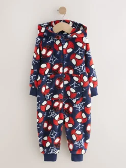 Spiderman bleu marine/rouge - Tout-en-un sous licence en polaire (9mois à10ans)