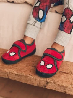 Spiderman Marvel rouge - Chaussons imprimés semelle à fermeture tactile