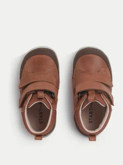 Start-Rite Rove Bottes de marche à double bande en cuir et Daim Marron pour enfant
