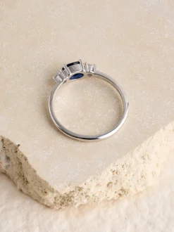 Sterling Argent - Bague en pierre couleur saphir