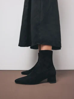 Suede noire - Bottines Motionflex à talon bloc