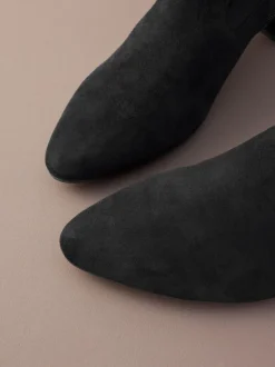 Suede noire - Bottines Motionflex à talon bloc
