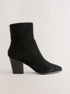 Suede noire - Bottines western à talons carrés