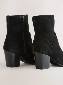 Suede noire - Bottines western à talons carrés