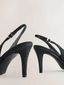 Suede noire - Chaussures à talons Forever Comfort® pointus en cuir avec nœud et bride arrière