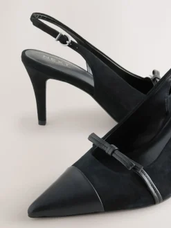 Suede noire - Chaussures à talons Forever Comfort® pointus en cuir avec nœud et bride arrière