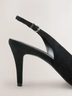 Suede noire - Chaussures à talons Forever Comfort® pointus en cuir avec nœud et bride arrière