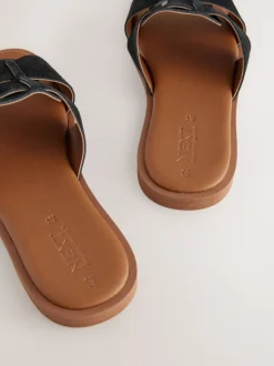 Suede noire - Sandales mules à fente