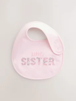 Sœur rose/blanc - Lot de 2 bavoirs bébé familial