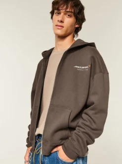 Sweat à capuche Hollister McLaren Back imprimé graphique marron