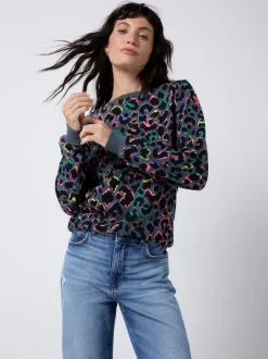 Sweat-shirt classique SCAMP & DUDE avec léopard et éclair