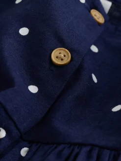 Tache de marine - Robe à manches à double volant (3mois8ans)