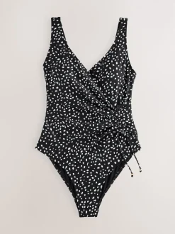 Tache noire/blanche - Maillot de bain gainant le ventre froncé