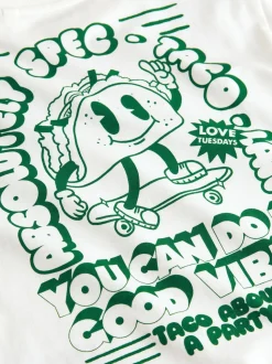 Taco blanc/vert - T-shirt imprimé dos à manches longues (3mois-8ans)
