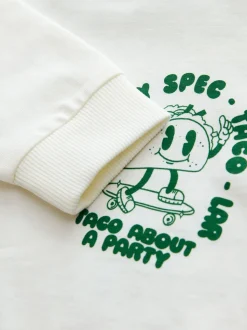 Taco blanc/vert - T-shirt imprimé dos à manches longues (3mois-8ans)