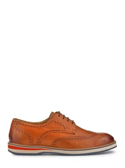 Tan - Chaussures Pavers Gents en cuir habillées à lacets