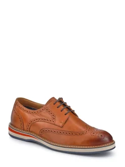 Tan - Chaussures Pavers Gents en cuir habillées à lacets