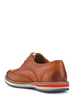 Tan - Chaussures Pavers Gents en cuir habillées à lacets