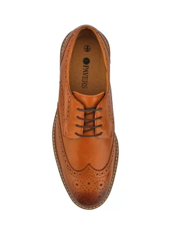 Tan - Chaussures Pavers Gents en cuir habillées à lacets