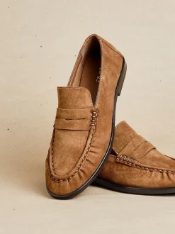 Tan - Mocassins Linzi Belmont froncés en cuir daim