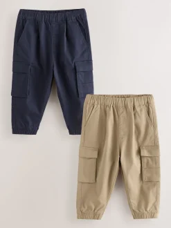Tan/Marine - Lot de 2 pantalons cargo (3mois à7ans)