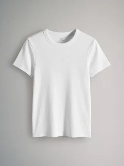 Taupe marron/marron clair/bleu/bleu clair/crème - The Set lot de 5 t-shirts côtelés à manches courtes