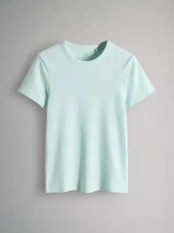 Taupe marron/marron clair/bleu/bleu clair/crème - The Set lot de 5 t-shirts côtelés à manches courtes