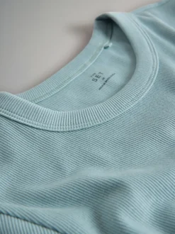 Taupe marron/marron clair/bleu/bleu clair/crème - The Set lot de 5 t-shirts côtelés à manches courtes