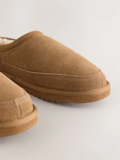 Taupe (Taupe) - Chaussons doublés en daim Signature avec fausse fourrure