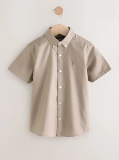 Taupe (Taupe) - Manches courtes Coton riche Oxford Chemise (3-16ans)