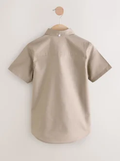 Taupe (Taupe) - Manches courtes Coton riche Oxford Chemise (3-16ans)