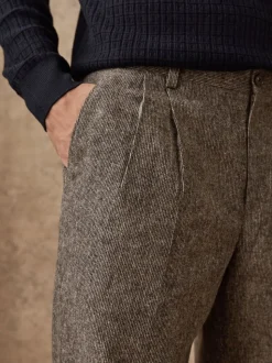 Taupe (Taupe) - Pantalon Nova Fides élégant texturé en laine à coupe fuselée coupe classique