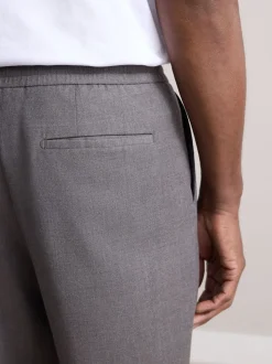 Taupe (Taupe) - Pantalons Habillé texturés à taille élastiquée en laine
