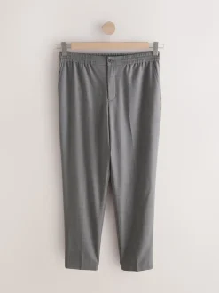Taupe (Taupe) - Pantalons Habillé texturés à taille élastiquée en laine
