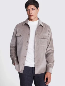 Taupe (Taupe) - Surchemise MOSS en velours côtelé