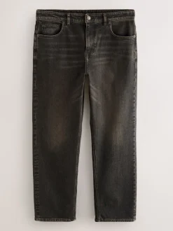 Teinte marron - Ajustement droit - délavé vintage Denim Jeans