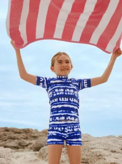 Teinture bleue de cravate - Ensemble de bain Sunsafe Rash Gilet et short (3-16ans)