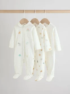 Terrain blanc - Paquet de combinaisons de nuit 3 (0-2ans)