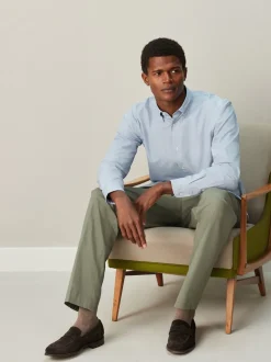 Texture bleue - Chemise habillée à manches longues riche en coton