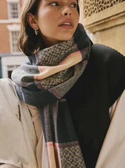 Texture Carreaux Marine - Écharpe épaisse