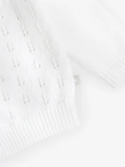 The Little Tailor Pointelle Bébé 100% coton blanc Cardigan