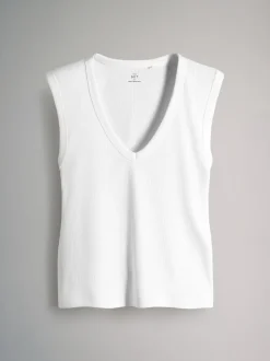 The Set lot de 5 débardeurs côtelés à col en V profond