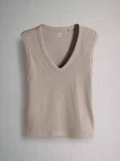 The Set lot de 5 débardeurs côtelés à col en V profond