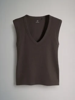 The Set lot de 5 débardeurs côtelés à col en V profond